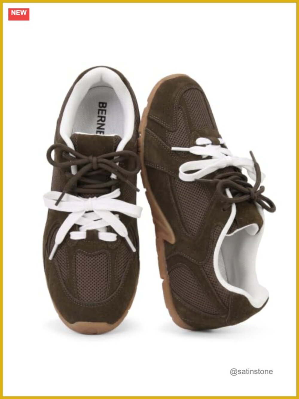Two-Tone Lace Sneakers Retro Mesh Casual Shoes Breathable Gum Sole